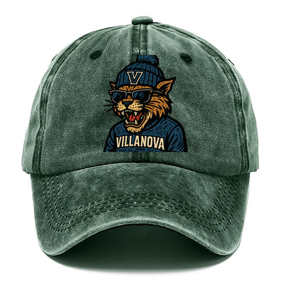 Villanova Wildcat wearing Villanova beanie with V patch - Classic Cap - Forest Mist(Green)