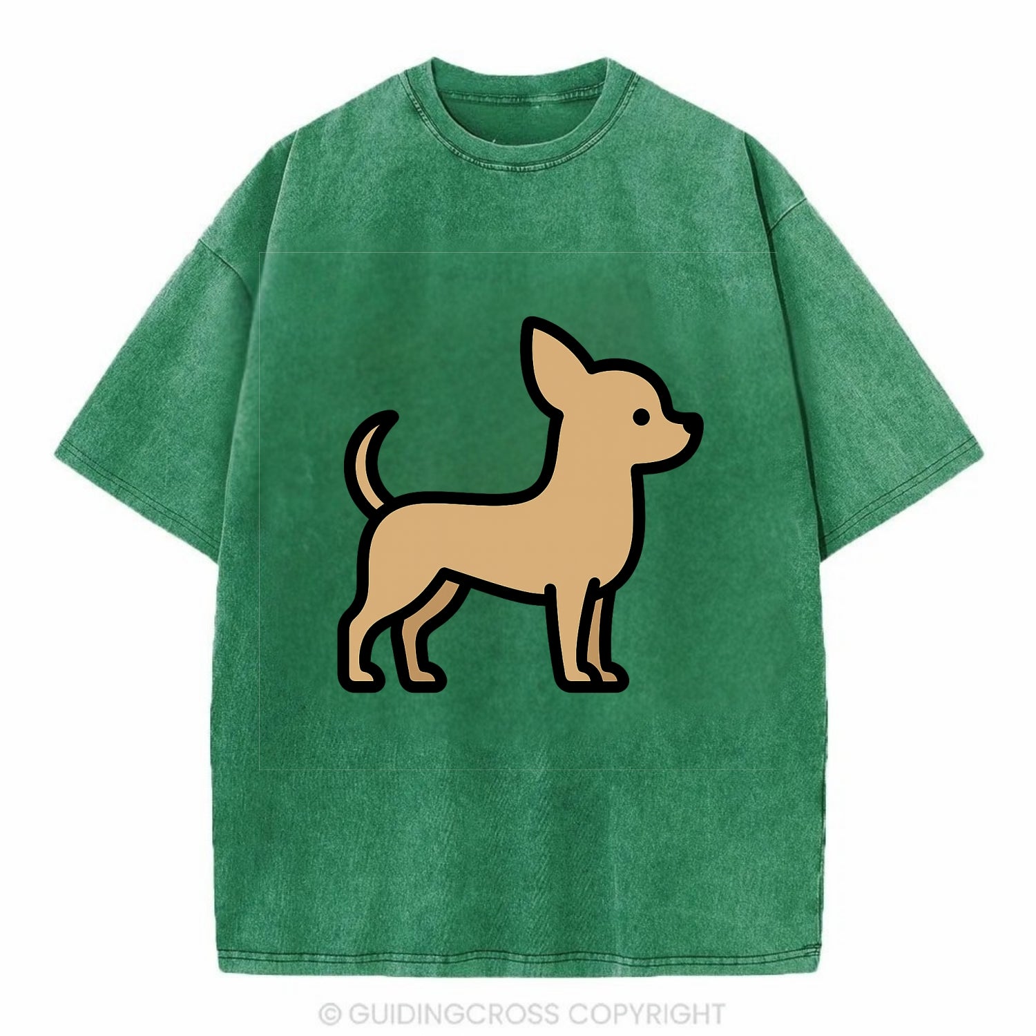 Chihuahua - Tan smooth coat flat side profile - Vintage T-shirt - Forest Mist(Green)