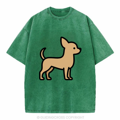 Chihuahua - Tan smooth coat flat side profile - Vintage T-shirt - Forest Mist(Green)