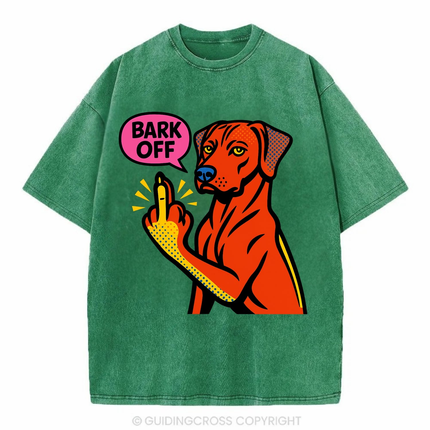Rhodesian Ridgeback with distinctive ridge on back, athletic muscular paw up - Vintage T-shirt - Forest Mist(Green)
