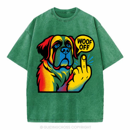 Saint Bernard with gentle giant face and droopy jowls, huge paw raised - Vintage T-shirt - Forest Mist(Green)