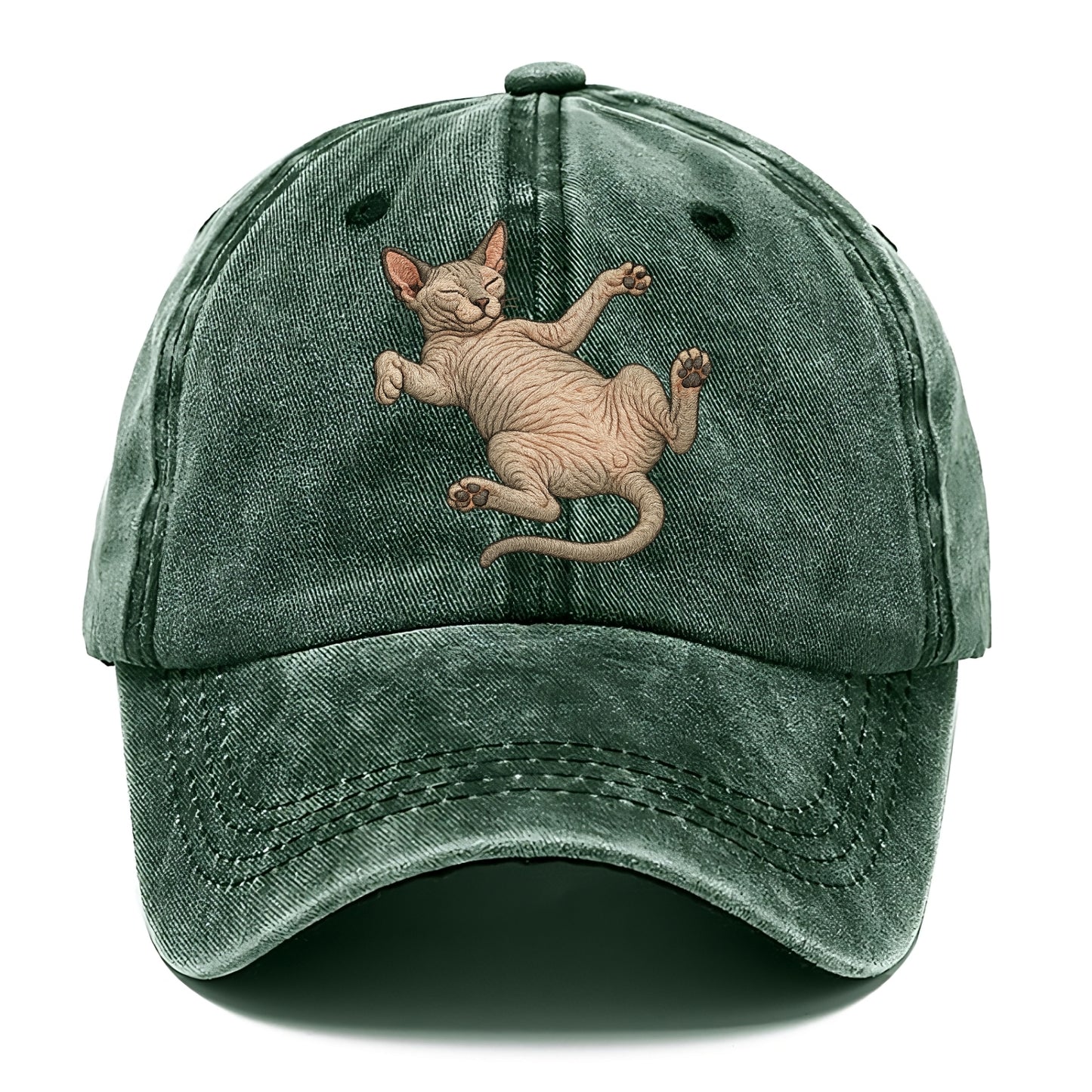 Sphynx  fully relaxed sprawled out embro Classic Cap - Forest Mist(Green)