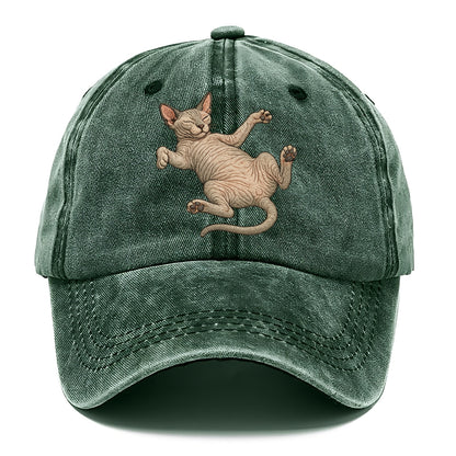 Sphynx  fully relaxed sprawled out embro Classic Cap - Forest Mist(Green)