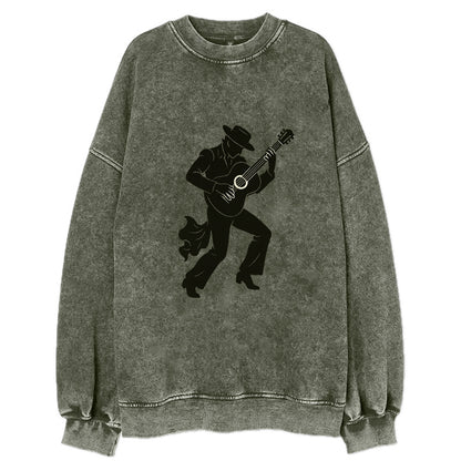 Flamenco guitarist dramatic pose - Vintage Sweatshirt - Forest Mist(Green)