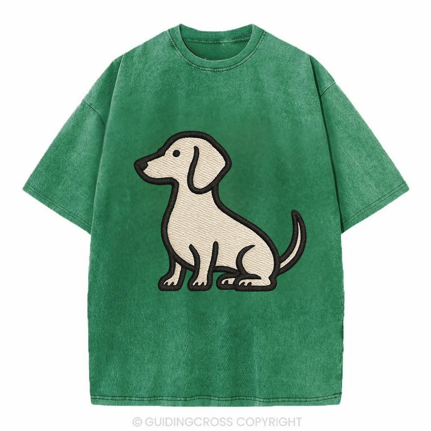 Dachshund - Long body profile view - Vin Vintage T-shirt - Forest Mist(Green)