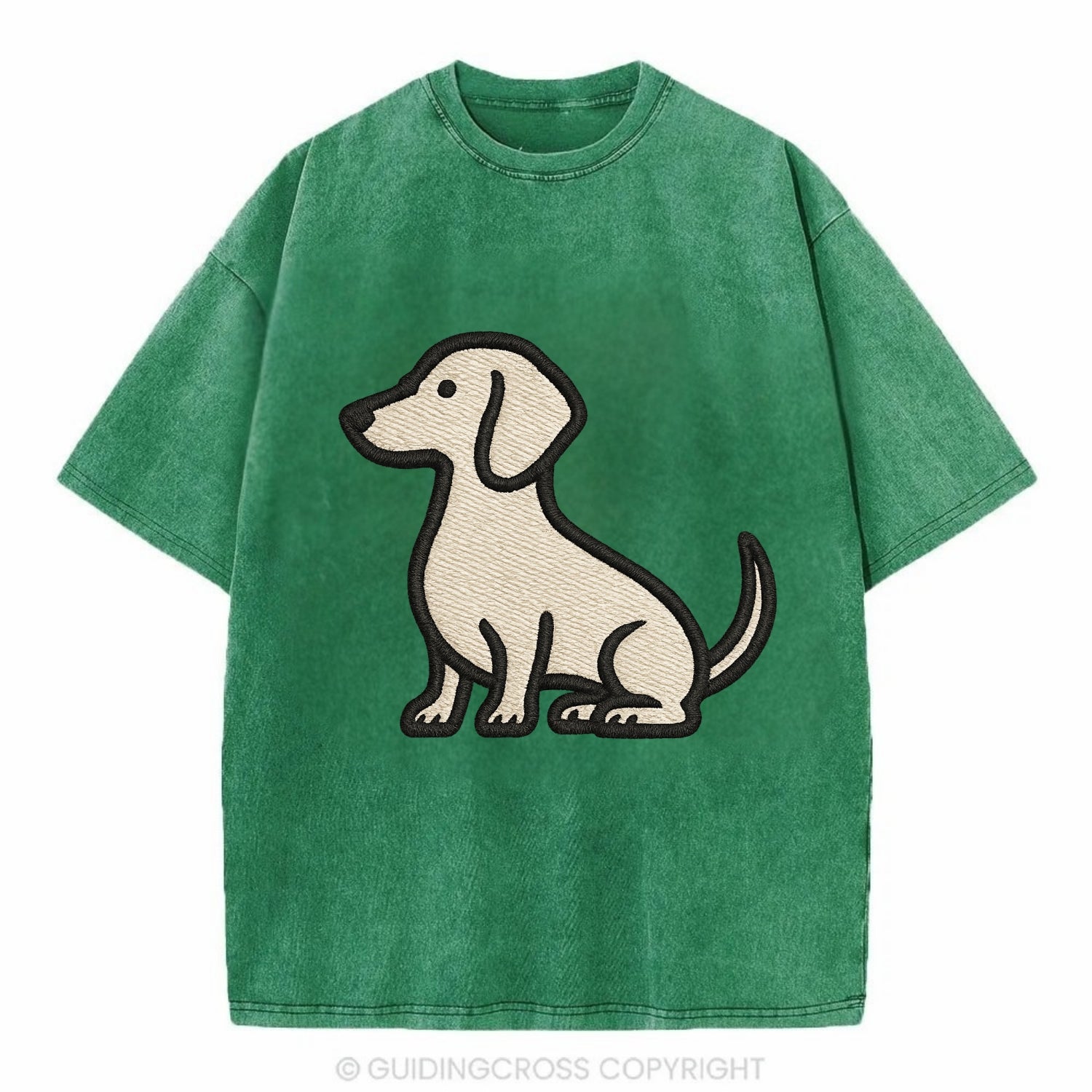 Dachshund - Long body profile view - Vin Vintage T-shirt - Forest Mist(Green)