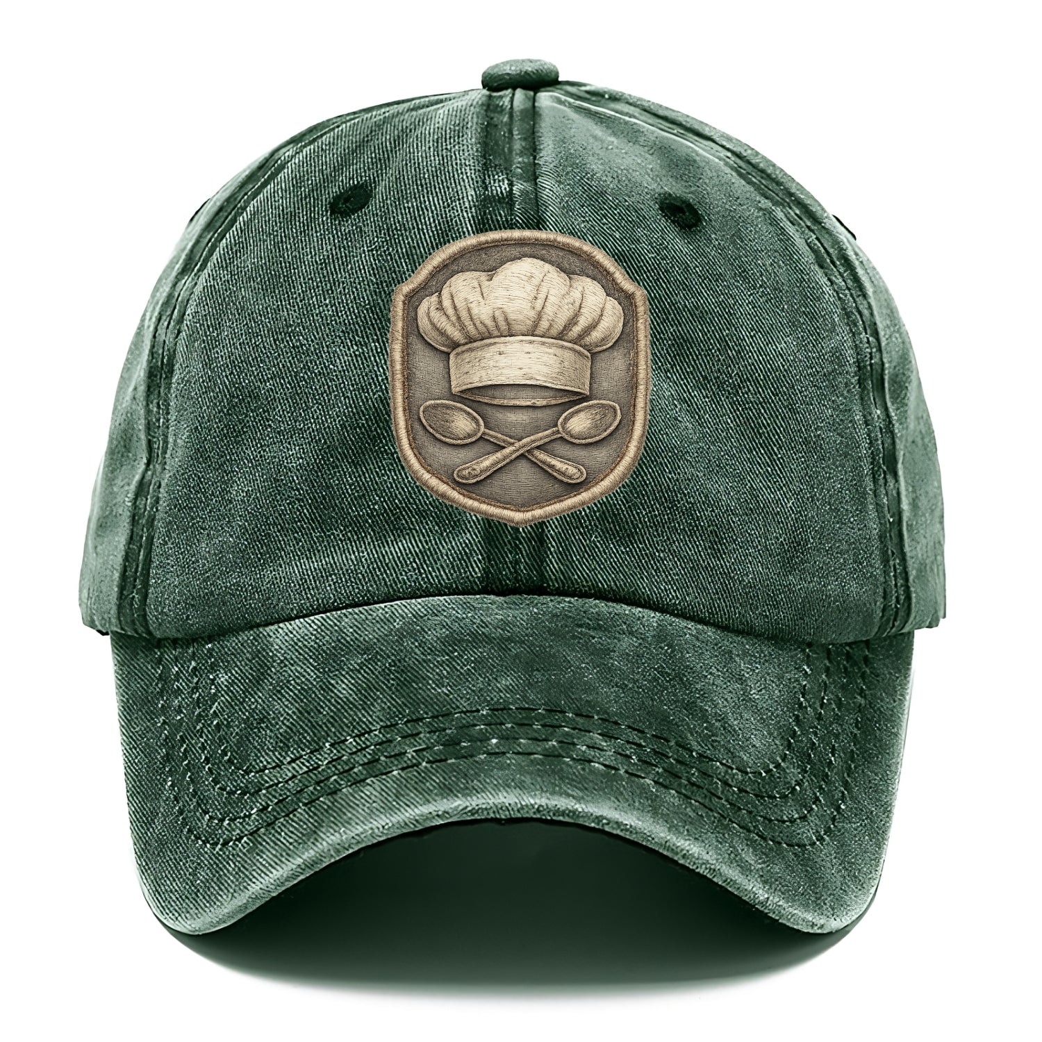 Embroidered patch design - COOKING CHEF HAT - toque blanche with crossed spoons in - Classic Cap - Forest Mist(Green)