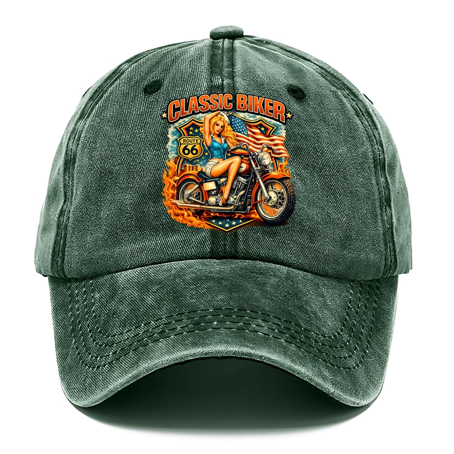 Classic Pinup Biker - Classic Cap - Forest Mist(Green)