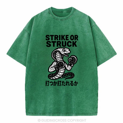 Strike or Struck - Cobra wearing boxing Vintage T-shirt - Forest Mist(Green)