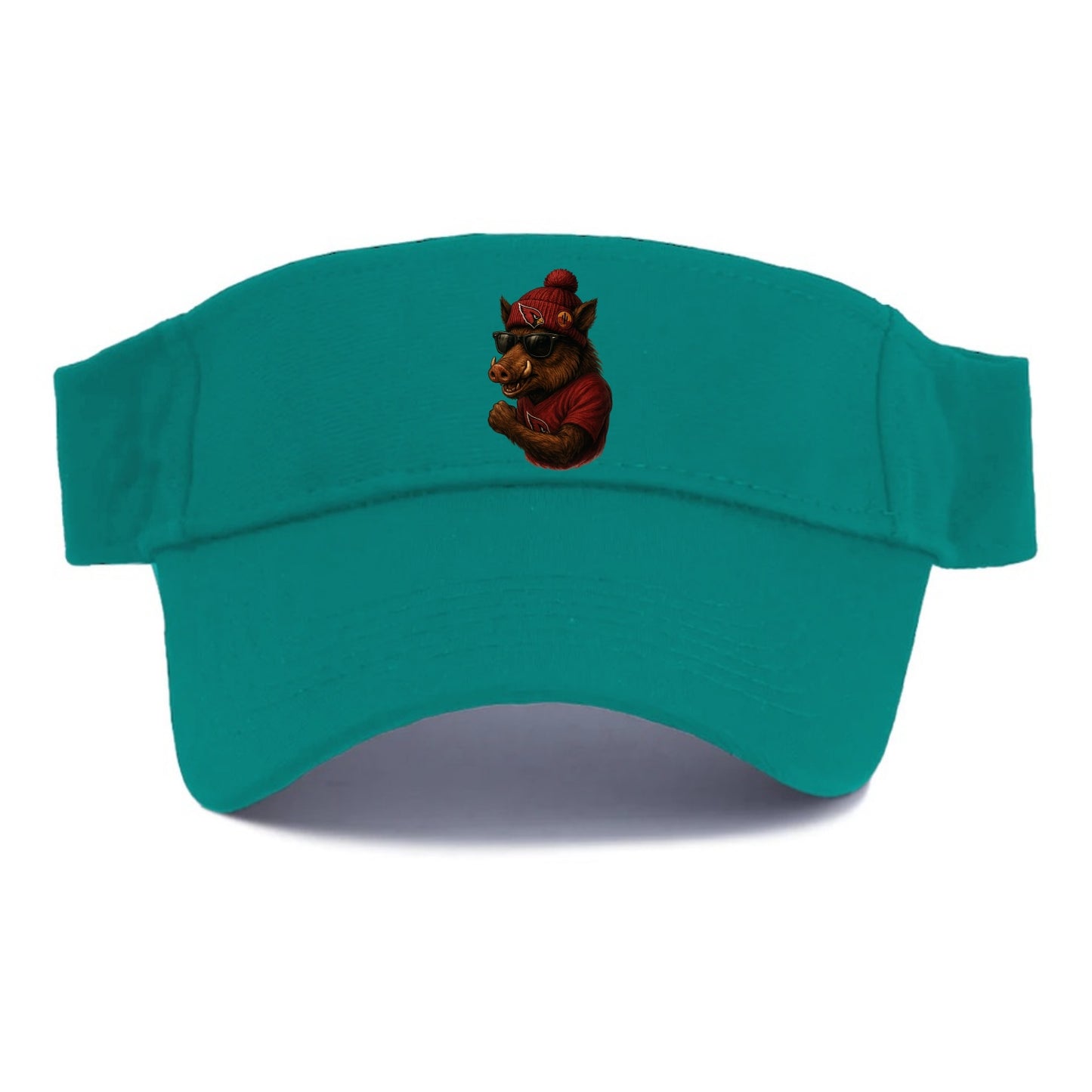Arizona Javelina wearing Cardinals beanie with desert patch and wayfarer sunglasses - Visor - Forest Mist(Green)