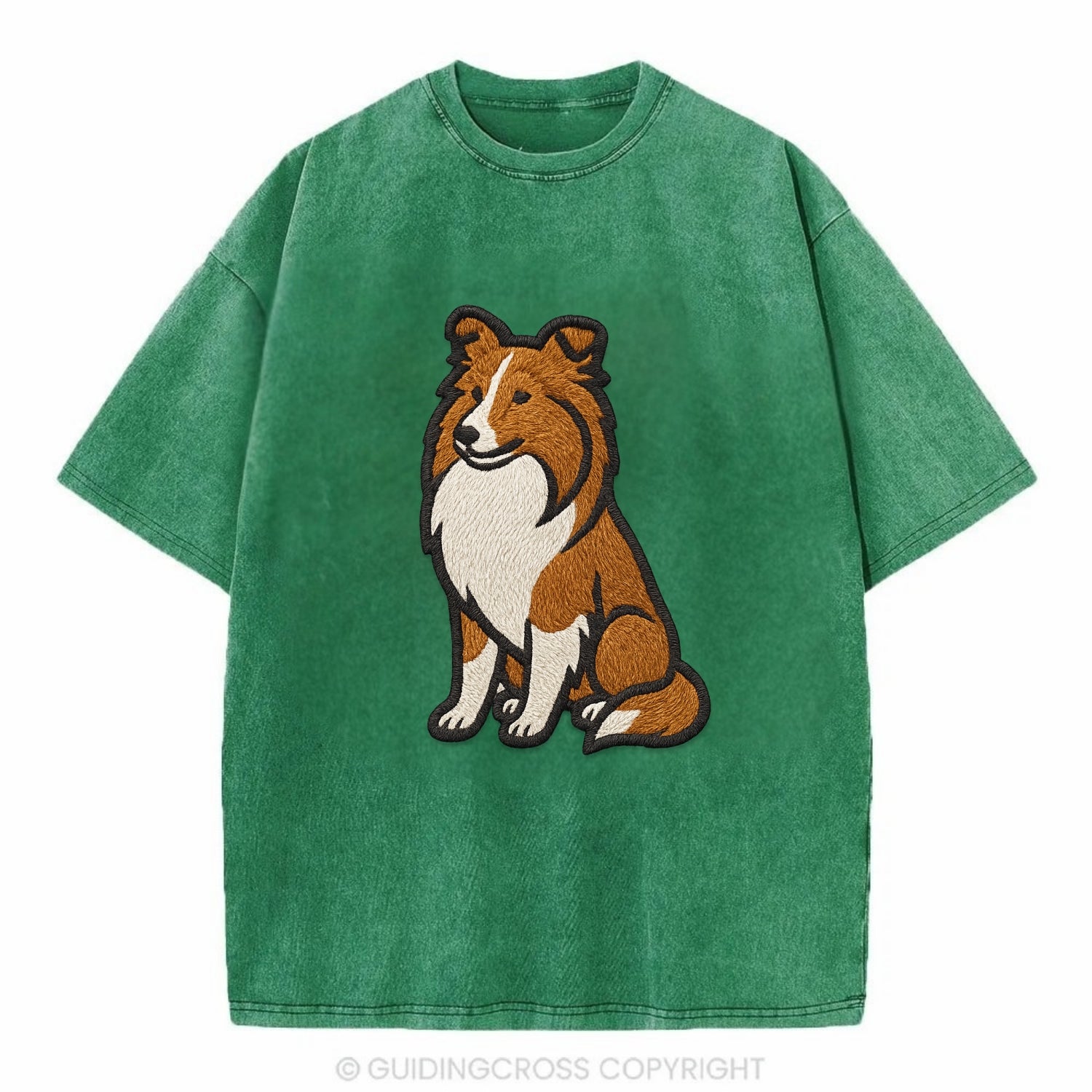 Shetland Sheepdog - Sable and white embr Vintage T-shirt - Forest Mist(Green)