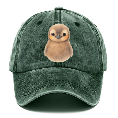 Baby King Penguin - orange cheek patches, fluffy brown, large eyes, front-facing, - Classic Cap - Forest Mist(Green)