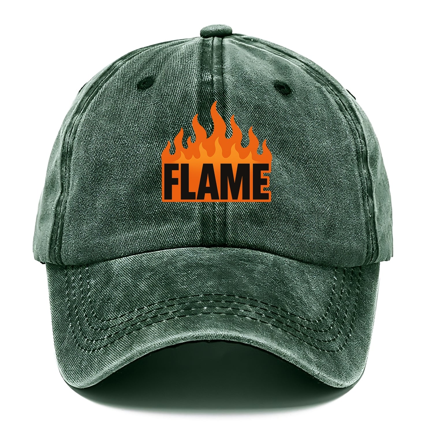 Bold typography design - "FLAME" - burning bright, passionate - Classic Cap - Forest Mist(Green)