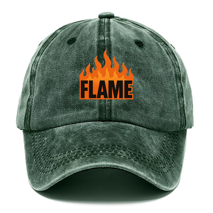 Bold typography design - "FLAME" - burning bright, passionate - Classic Cap - Forest Mist(Green)