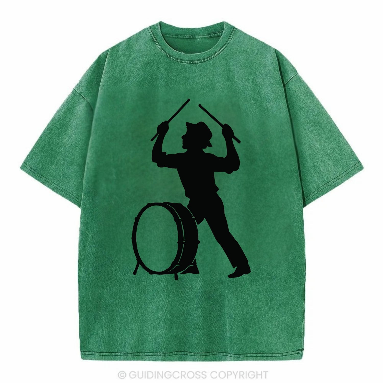 Drummer with drumsticks raised high - Vintage T-shirt - Forest Mist(Green)