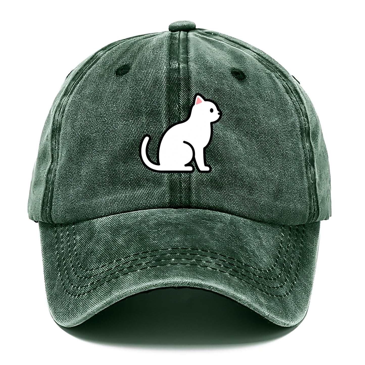 Domestic Shorthair - White classic flat side profile - Classic Cap - Forest Mist(Green)