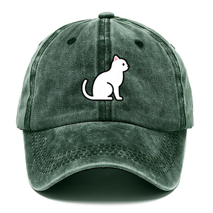 Domestic Shorthair - White classic flat side profile - Classic Cap - Forest Mist(Green)
