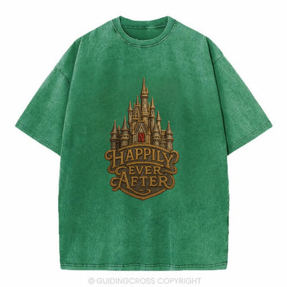 Happily Ever After  - Vintage T-shirt - Forest Mist(Green)