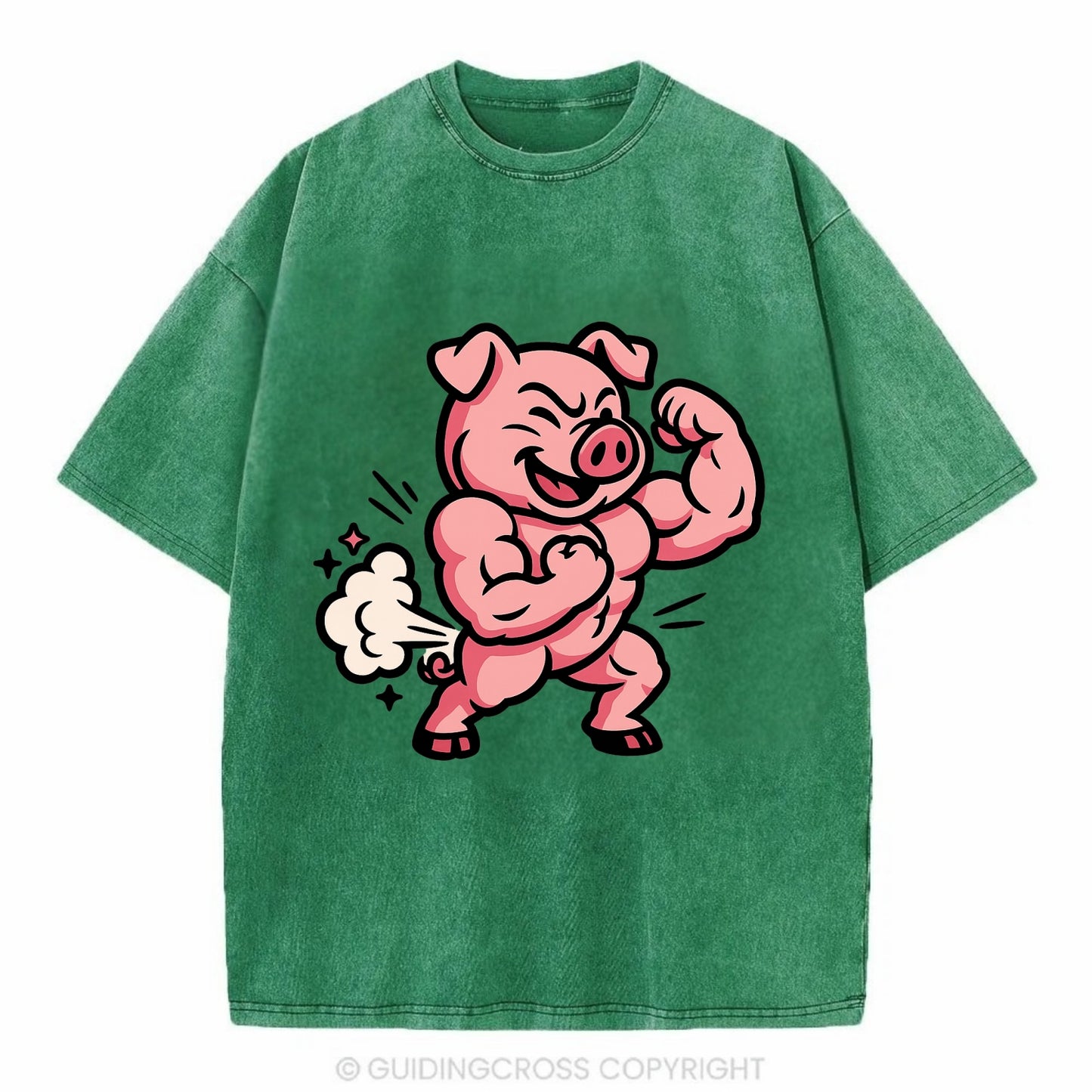 Strong Pig - Vintage T-shirt - Forest Mist(Green)