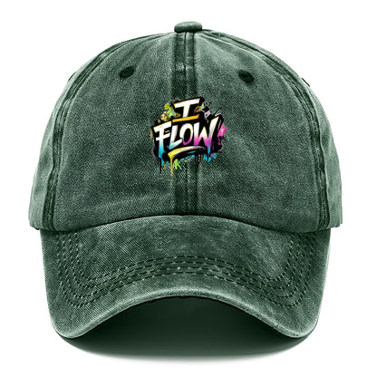 Bold typography design - "I FLOW" - going with life, easy movement - Classic Cap - Forest Mist(Green)
