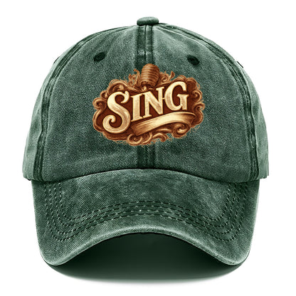 Bold typography design - "SING" - vocal expression, musical soul - Classic Cap - Forest Mist(Green)
