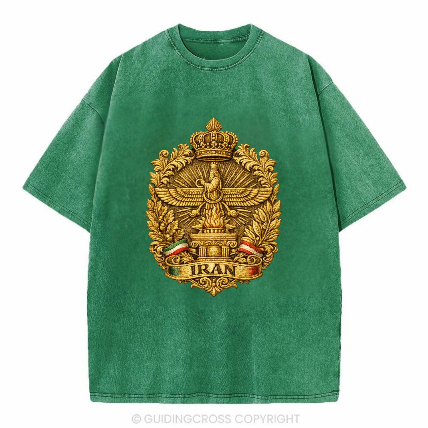 Iran Fire Temple Emblem - Vintage T-shirt - Forest Mist(Green)
