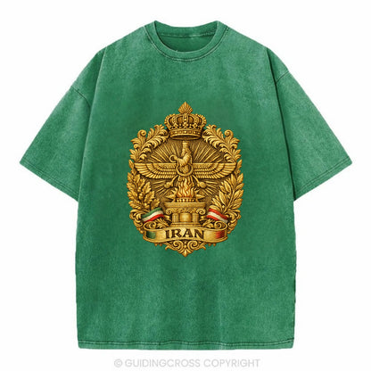 Iran Fire Temple Emblem - Vintage T-shirt - Forest Mist(Green)