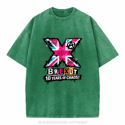 X YEARS | Roman numeral X massive | Union Jack fill pattern | Bold statement - Vintage T-shirt - Forest Mist(Green)