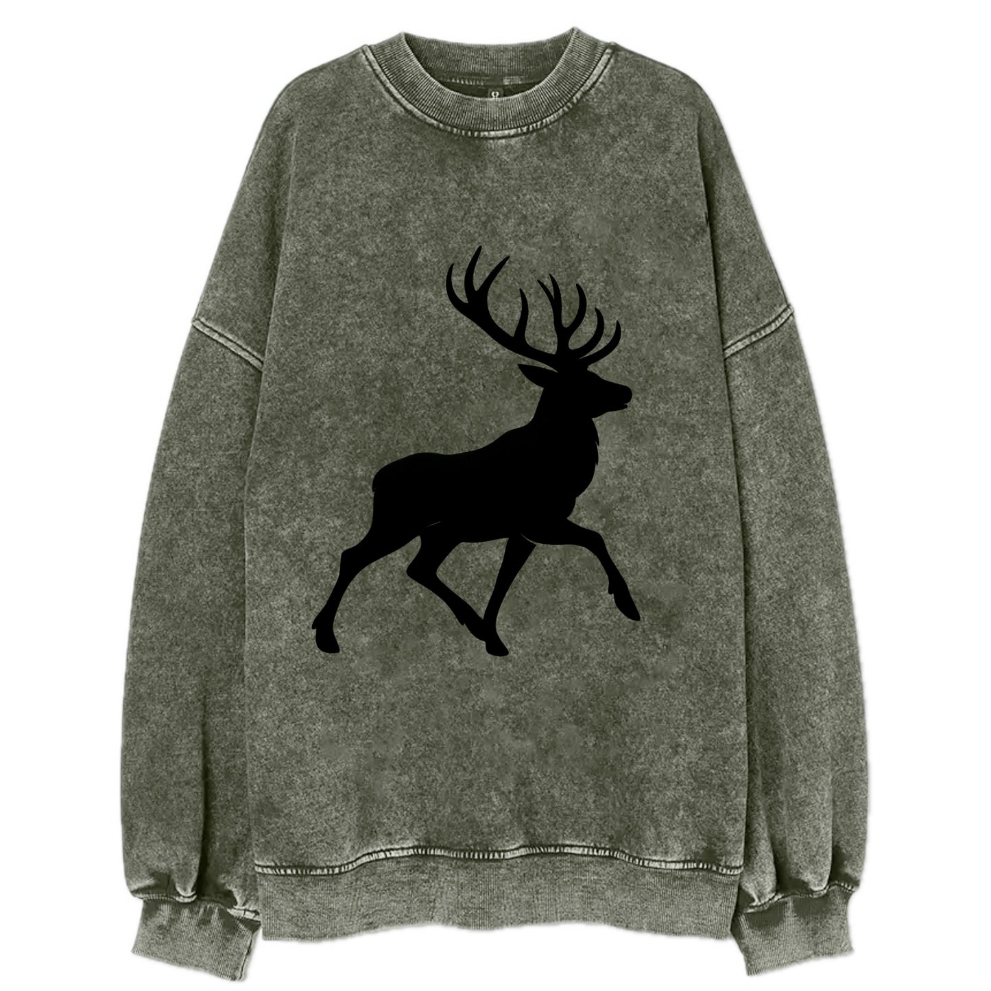 Deer with majestic antlers - Vintage Sweatshirt - Forest Mist(Green)