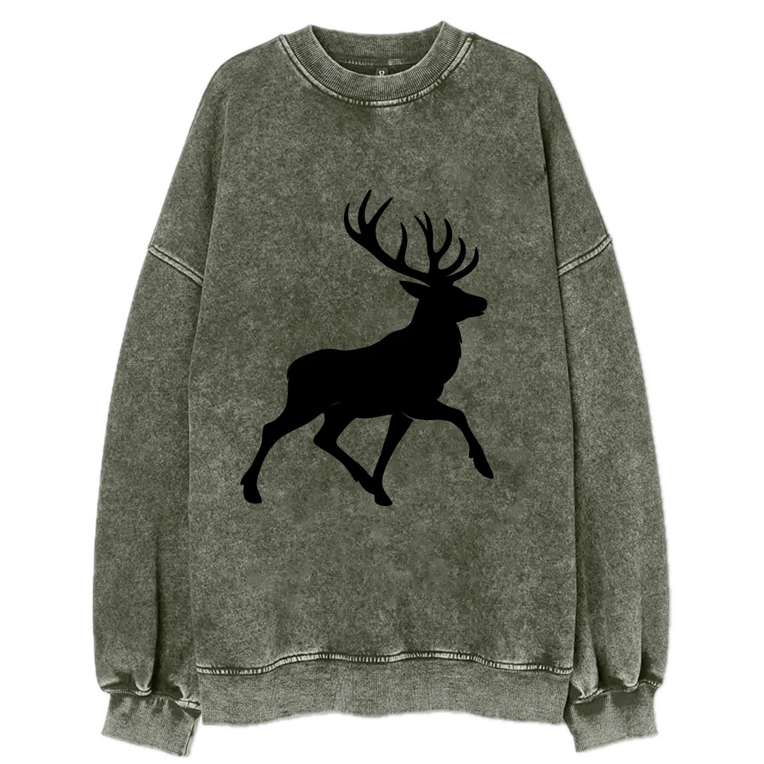 Deer with majestic antlers - Vintage Sweatshirt - Forest Mist(Green)