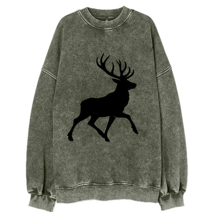 Deer with majestic antlers - Vintage Sweatshirt - Forest Mist(Green)