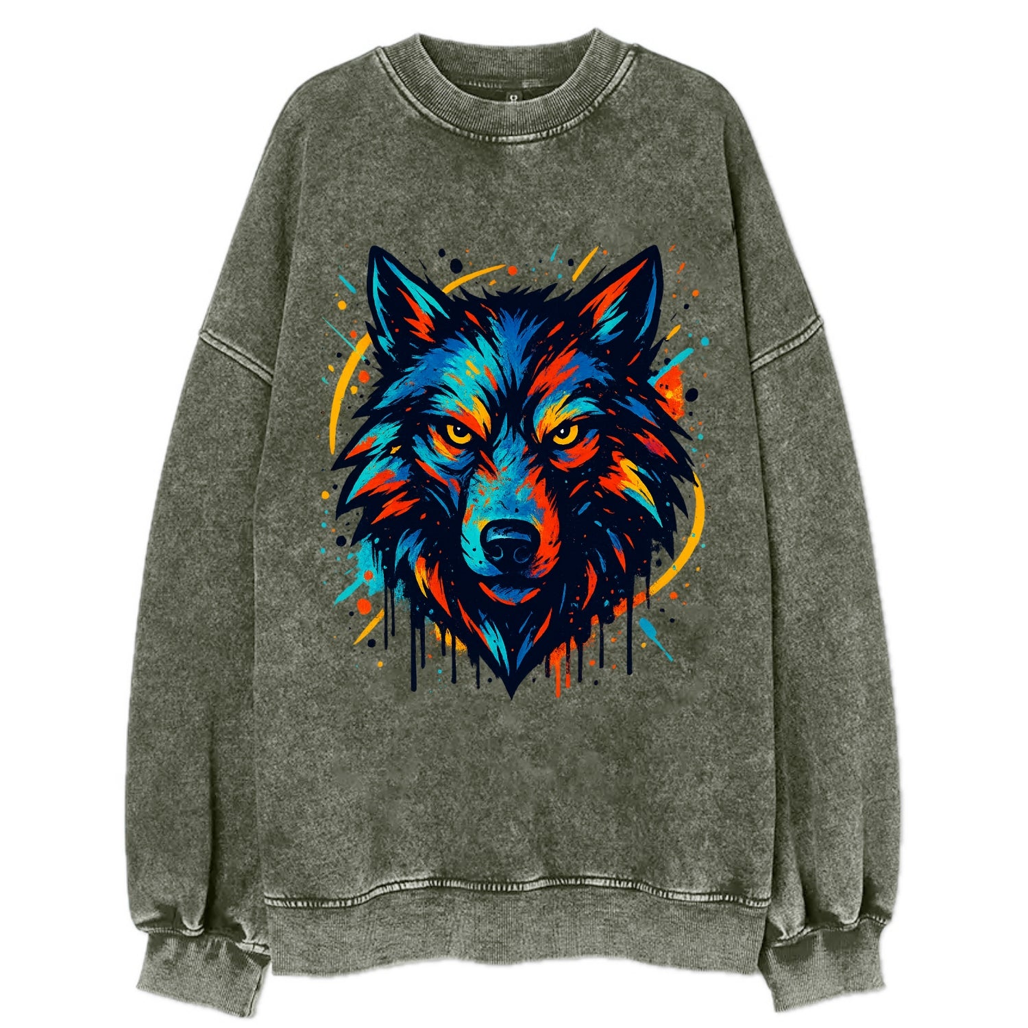 Alpha Wolf Leader  - Vintage Sweatshirt - Forest Mist(Green)