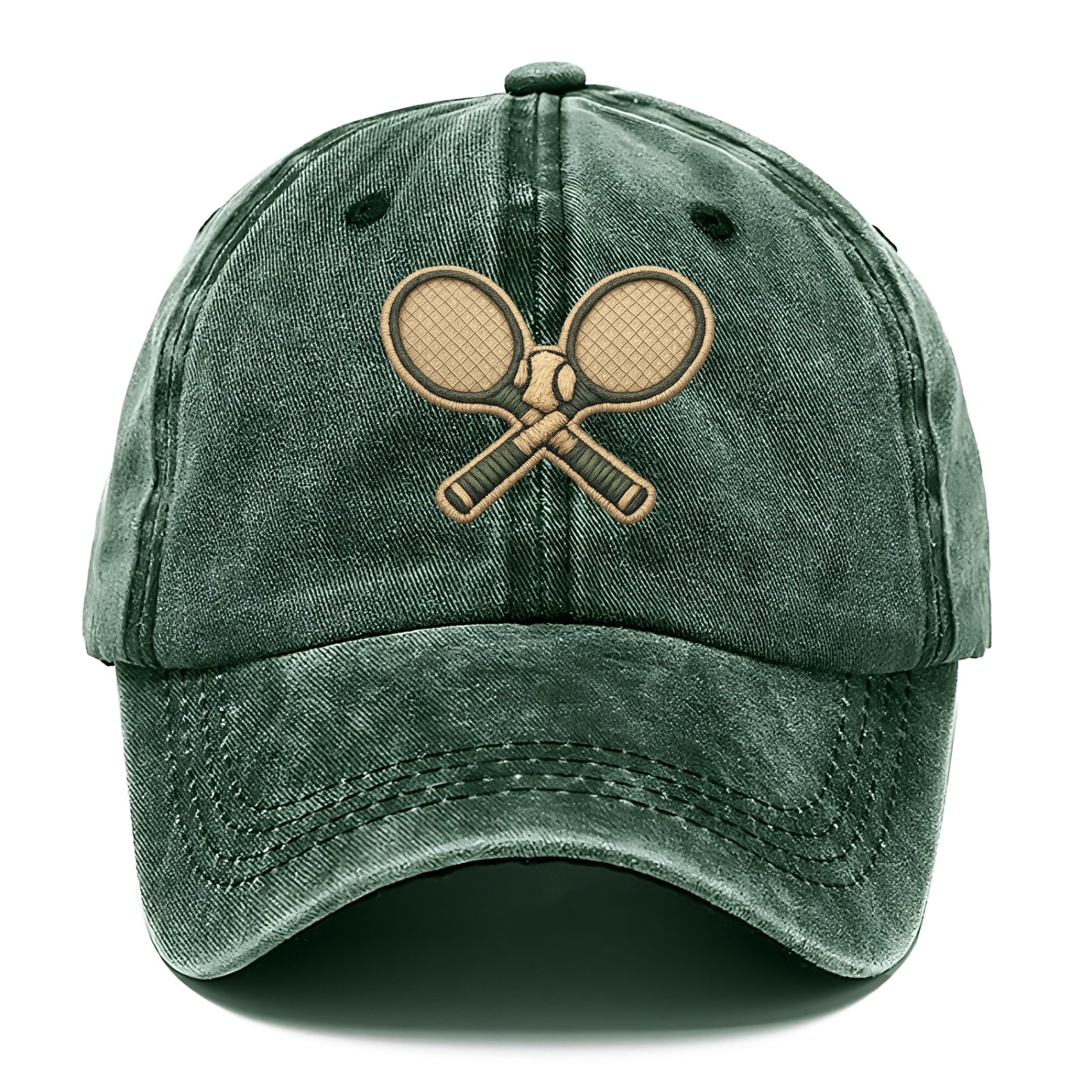Embroidered patch design - TENNIS RACKET CROSSED - tennis rackets with ball in white - Classic Cap - Forest Mist(Green)