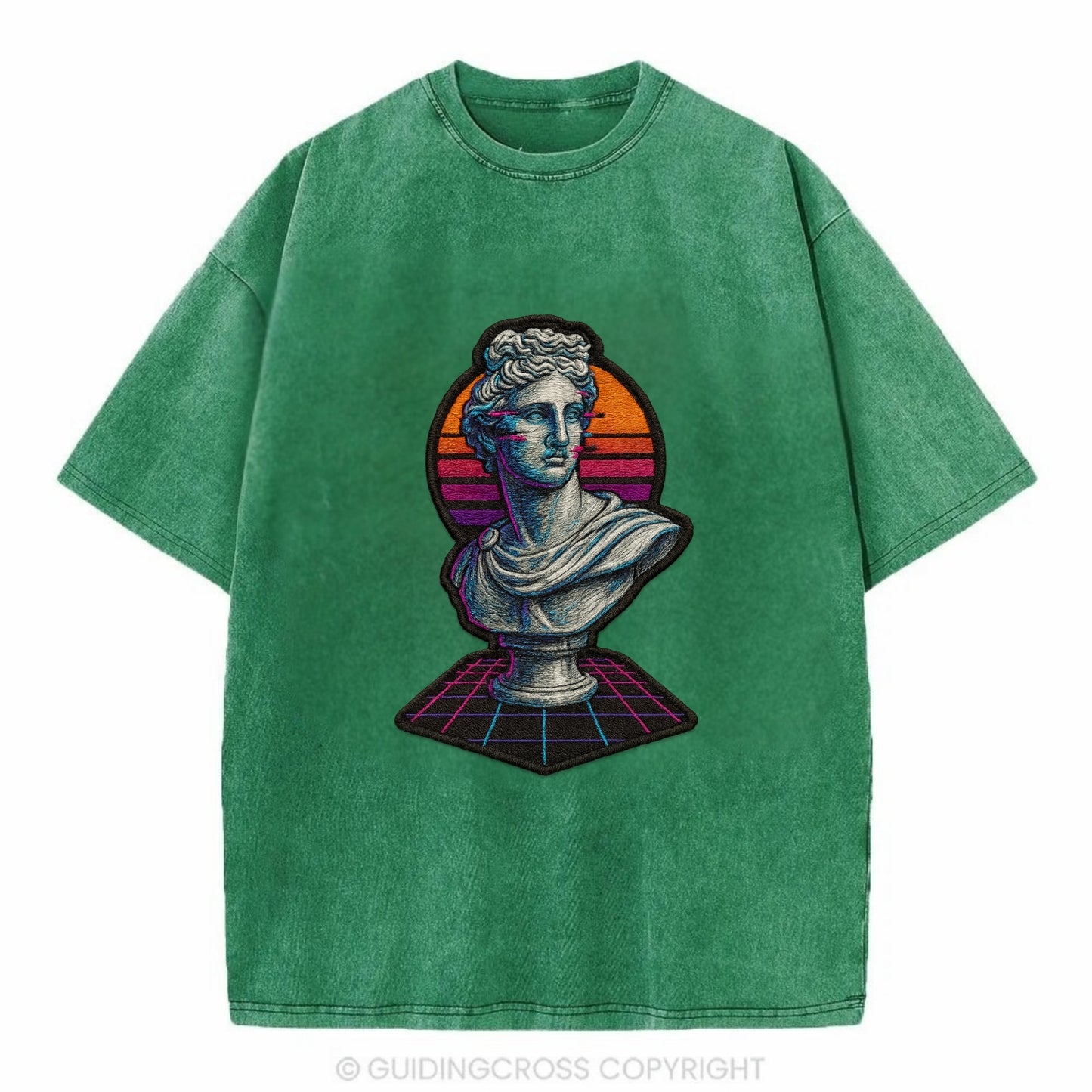Greek Statue - Vintage T-shirt - Forest Mist(Green)