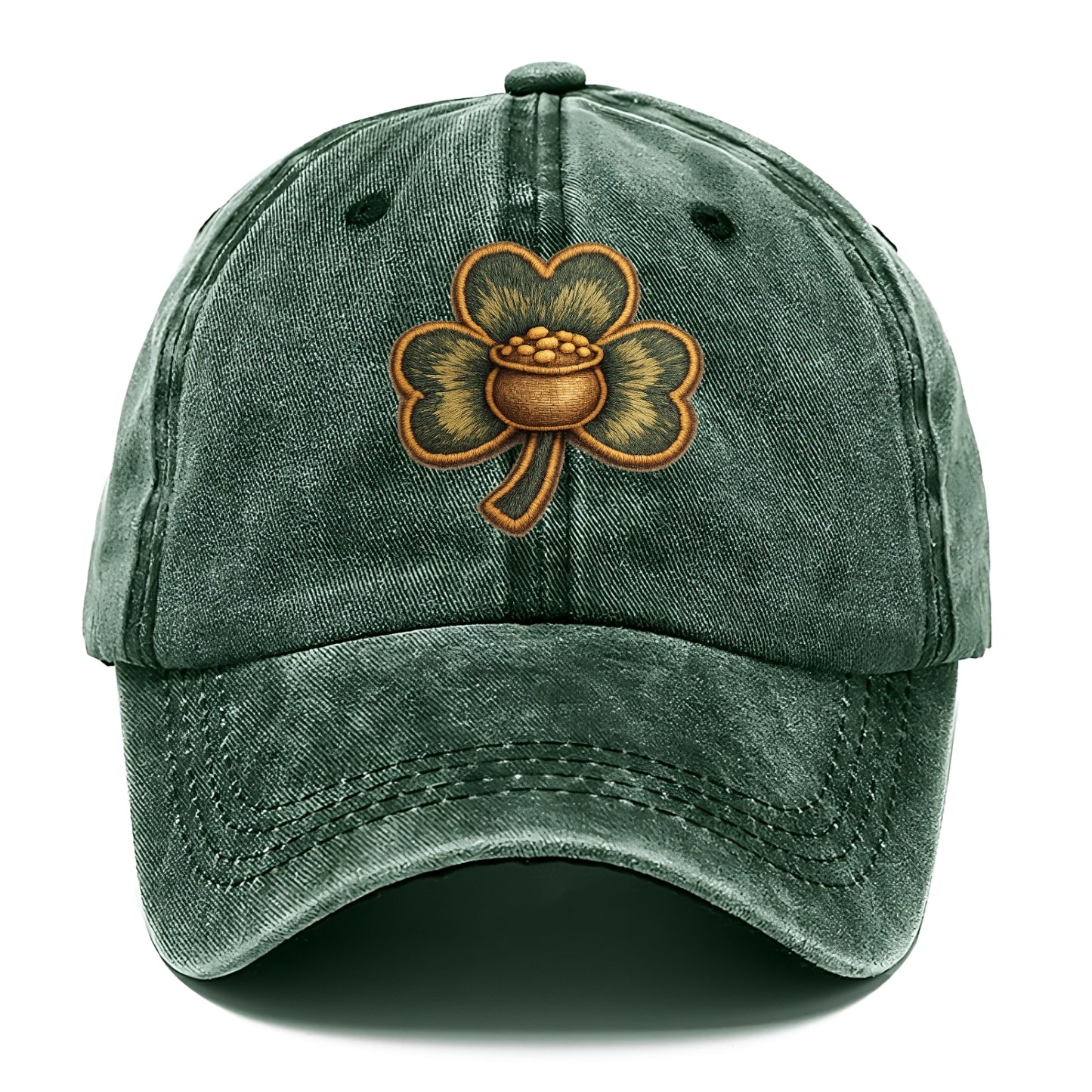 ST PATRICKS CLOVER - lucky clover with gold in green and gold , Irish luck - Classic Cap - Forest Mist(Green)