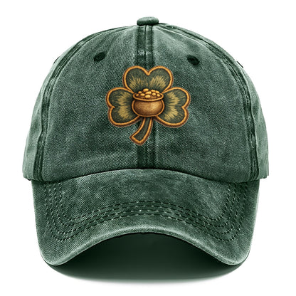 ST PATRICKS CLOVER - lucky clover with gold in green and gold , Irish luck - Classic Cap - Forest Mist(Green)