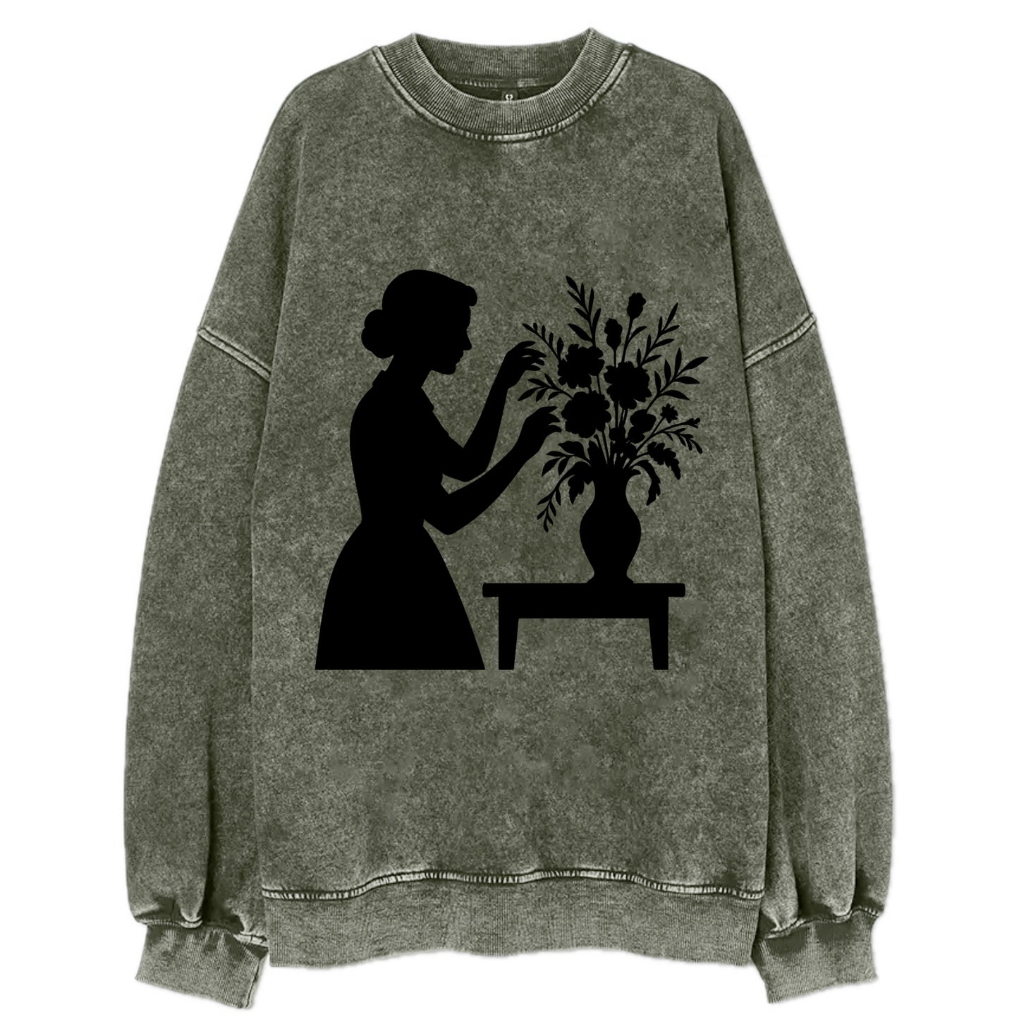 Florist arranging dramatic bouquet - Vintage Sweatshirt - Forest Mist(Green)