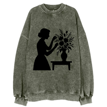 Florist arranging dramatic bouquet - Vintage Sweatshirt - Forest Mist(Green)
