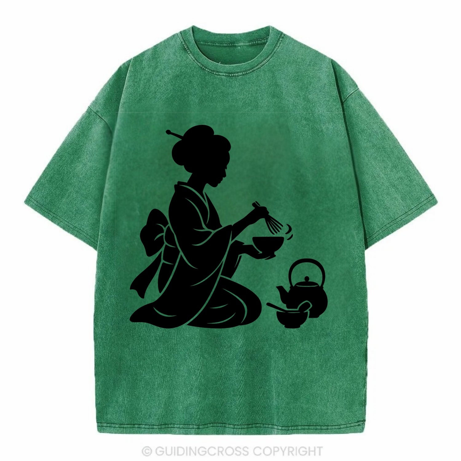 Geisha traditional tea ceremony - Vintage T-shirt - Forest Mist(Green)