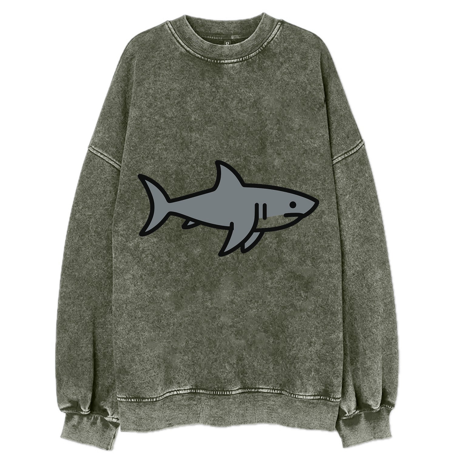 Great White Shark - Gray predator flat side profile - Vintage Sweatshirt - Forest Mist(Green)