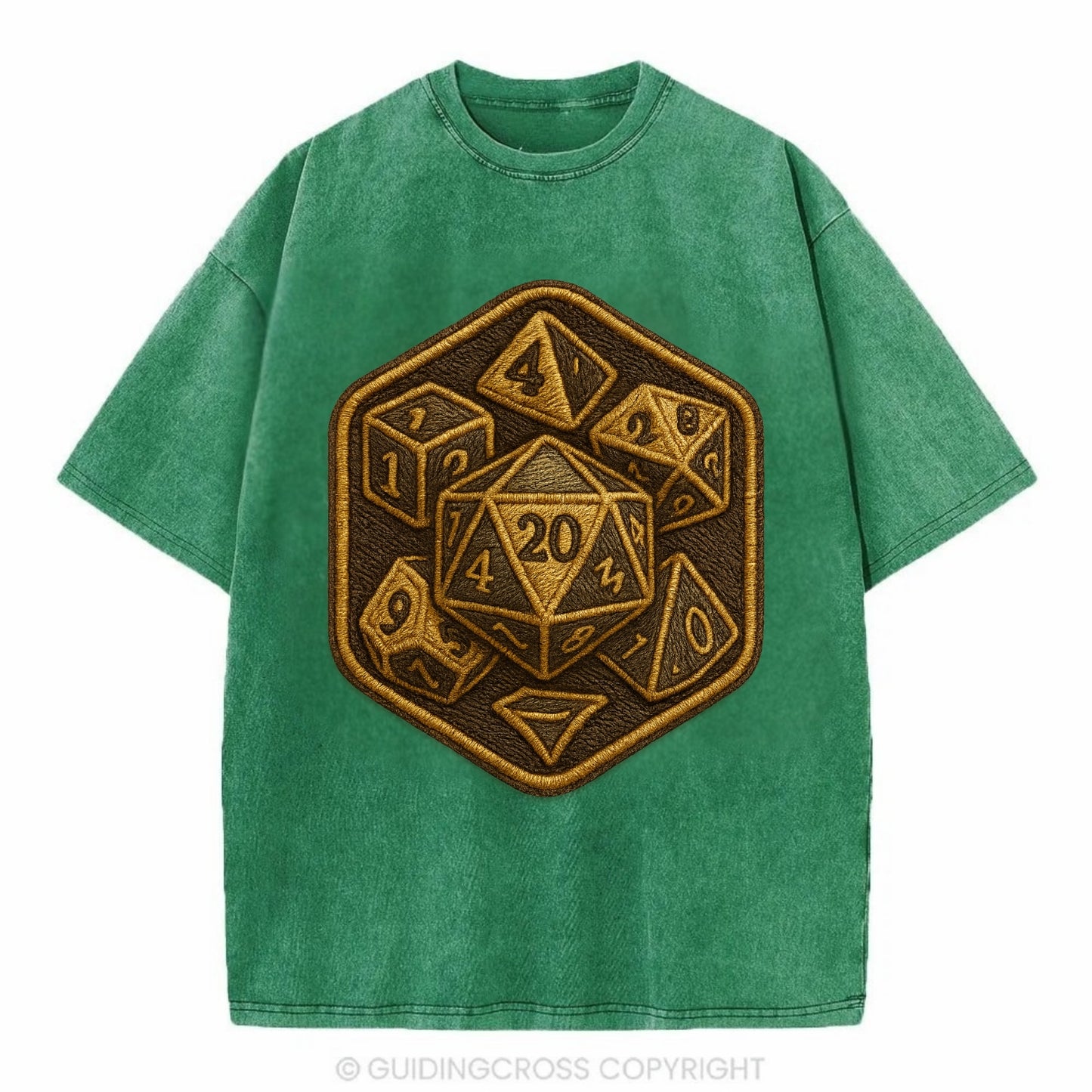 Dice set for tabletop gaming - RPG enthusiast - Vintage T-shirt - Forest Mist(Green)