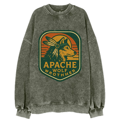 Apache Wolf Brother  - Vintage Sweatshirt - Forest Mist(Green)