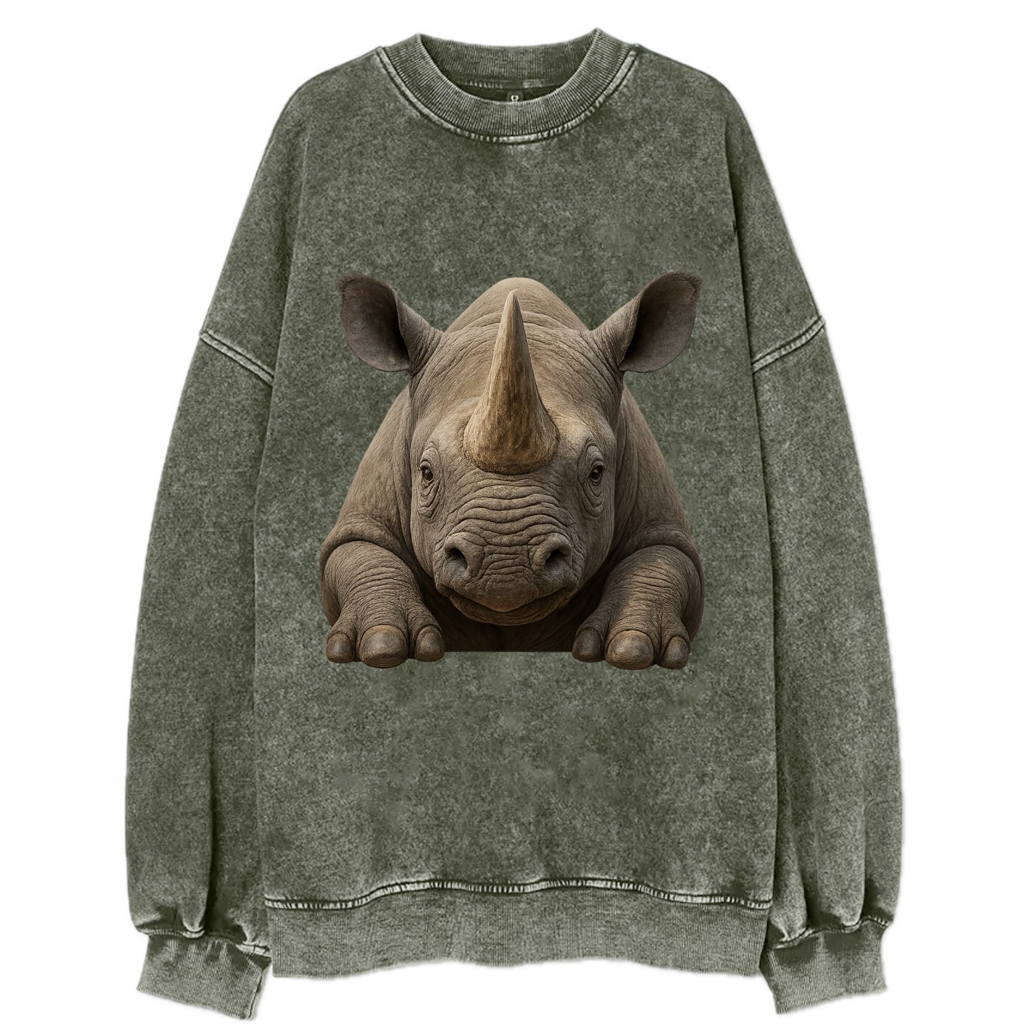 Rhinoceros  - Vintage Sweatshirt - Forest Mist(Green)