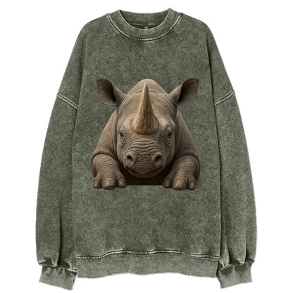 Rhinoceros  - Vintage Sweatshirt - Forest Mist(Green)