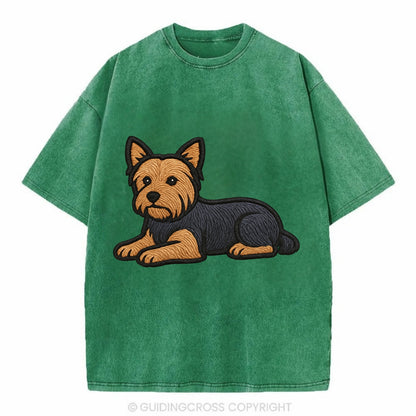 Yorkshire Terrier - Blue and tan relaxed Vintage T-shirt - Forest Mist(Green)