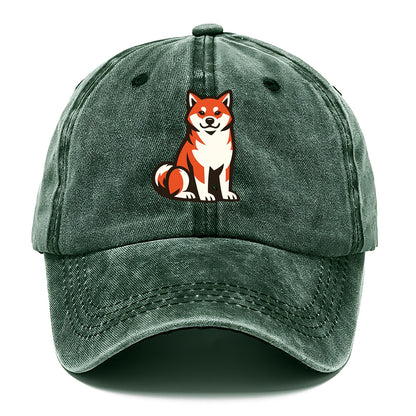 Sitting Shiba Inu Emblem - Classic Cap - Forest Mist(Green)