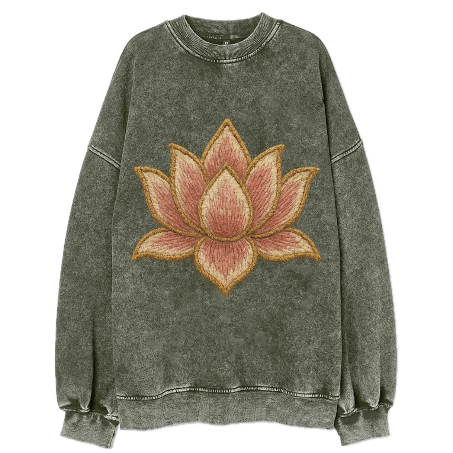Lotus Flower - Vintage Sweatshirt - Forest Mist(Green)