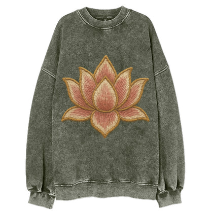Lotus Flower - Vintage Sweatshirt - Forest Mist(Green)