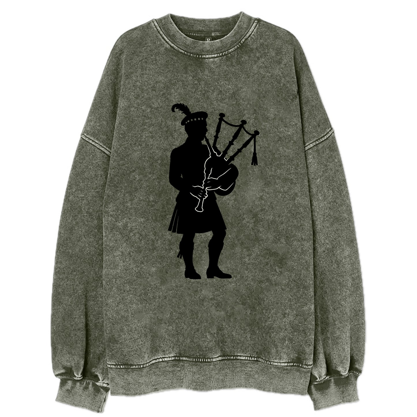 Bagpiper in traditional stance - Vintage Sweatshirt - Forest Mist(Green)