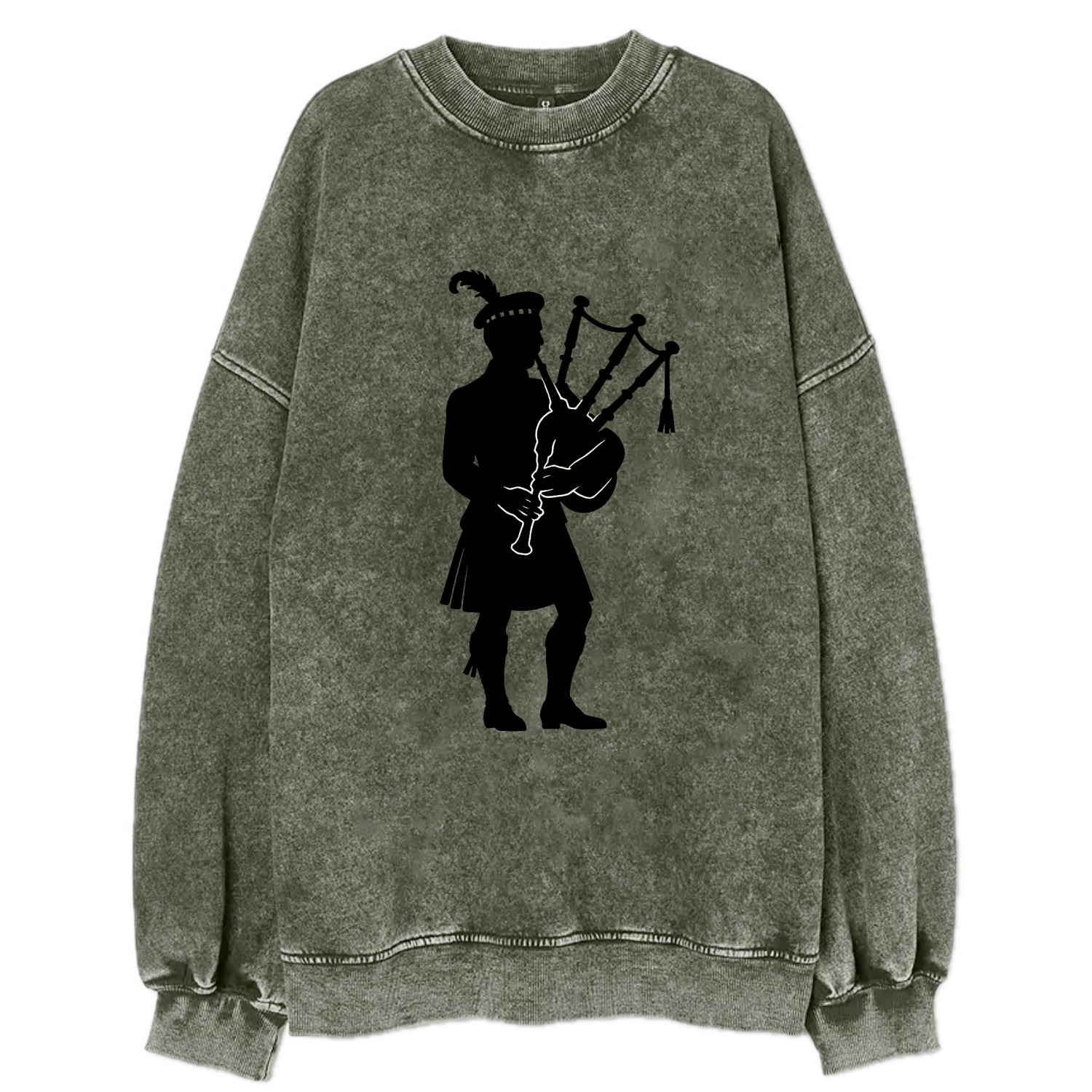 Bagpiper in traditional stance - Vintage Sweatshirt - Forest Mist(Green)